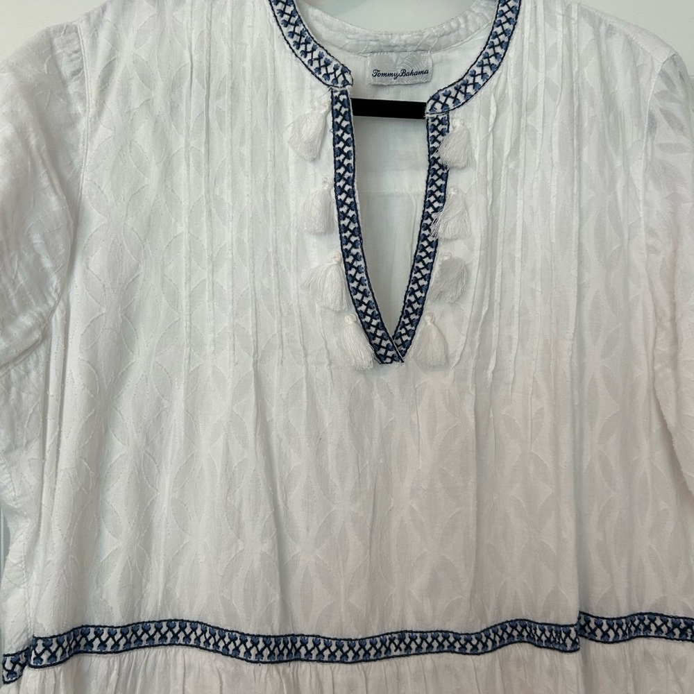 Tommy Bahama White Dress with Navy Details